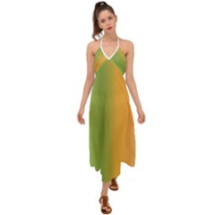 Green Orange Shades Halter Tie Back Dress 