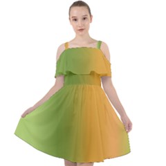 Green Orange Shades Cut Out Shoulders Chiffon Dress