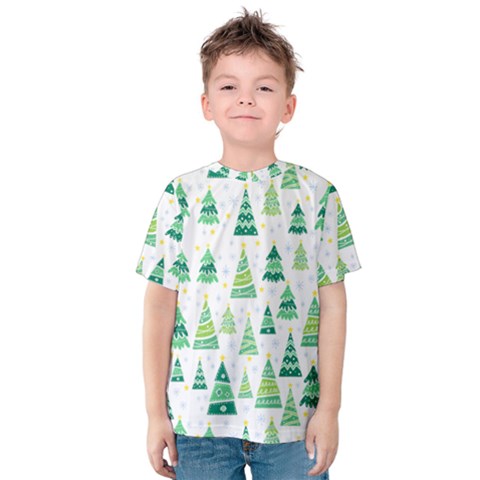 Christmas Tree Pattern Kids  Cotton Tee by designsbymallika