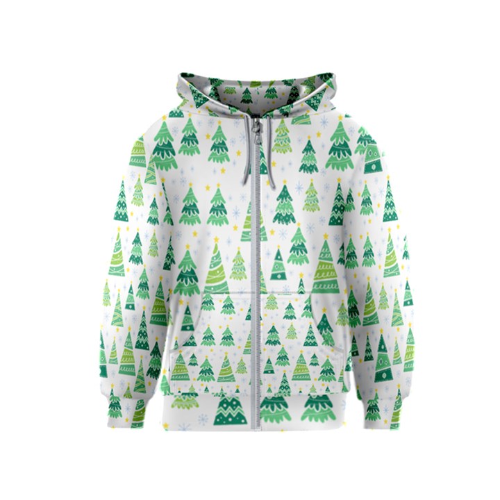 CHRISTMAS TREE PATTERN Kids  Zipper Hoodie