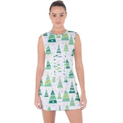 Christmas Tree Pattern Lace Up Front Bodycon Dress by designsbymallika