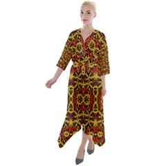 Rby 90 Quarter Sleeve Wrap Front Maxi Dress