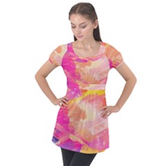 Colourful Shades Puff Sleeve Tunic Top by designsbymallika