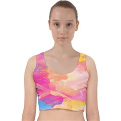 Colourful Shades Velvet Racer Back Crop Top by designsbymallika