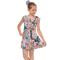 Baatik Floral Print Kids  Cap Sleeve Dress by designsbymallika