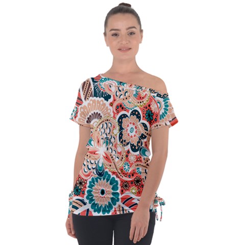 Baatik Floral Print Tie-up Tee by designsbymallika