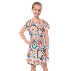 Baatik Floral Print Kids  Drop Waist Dress by designsbymallika