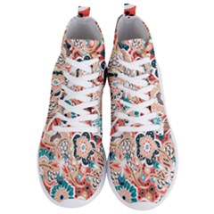 Baatik Floral Print Men s Lightweight High Top Sneakers by designsbymallika