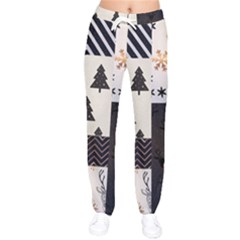 Christmas Pattern Women Velvet Drawstring Pants