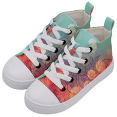 Mandala Pattern Kids  Mid-top Canvas Sneakers by designsbymallika