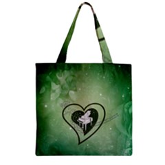 Music, Piano On A Heart Zipper Grocery Tote Bag by FantasyWorld7