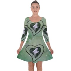 Music, Piano On A Heart Quarter Sleeve Skater Dress by FantasyWorld7