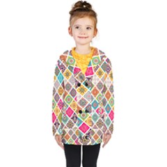 Ethnic Mandala Pattern Kids  Double Breasted Button Coat by designsbymallika