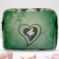 Music, Piano On A Heart Make Up Pouch (large) by FantasyWorld7