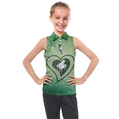 Music, Piano On A Heart Kids  Sleeveless Polo Tee