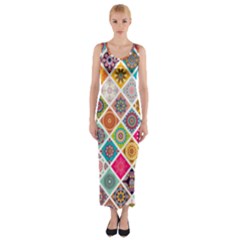 Ethnic Mandala Pattern Fitted Maxi Dress by designsbymallika