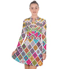 Ethnic Mandala Pattern Long Sleeve Panel Dress