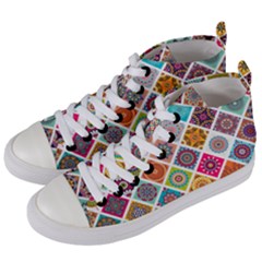 Ethnic Mandala Pattern Women s Mid-top Canvas Sneakers by designsbymallika