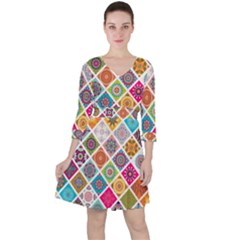 Ethnic Mandala Pattern Ruffle Dress by designsbymallika