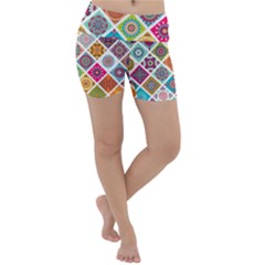 Ethnic Mandala Pattern Lightweight Velour Yoga Shorts by designsbymallika