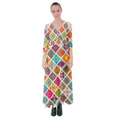 Ethnic Mandala Pattern Button Up Maxi Dress by designsbymallika