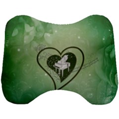 Music, Piano On A Heart Head Support Cushion by FantasyWorld7