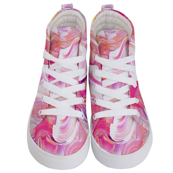 pink paint brush Kids  Hi-Top Skate Sneakers