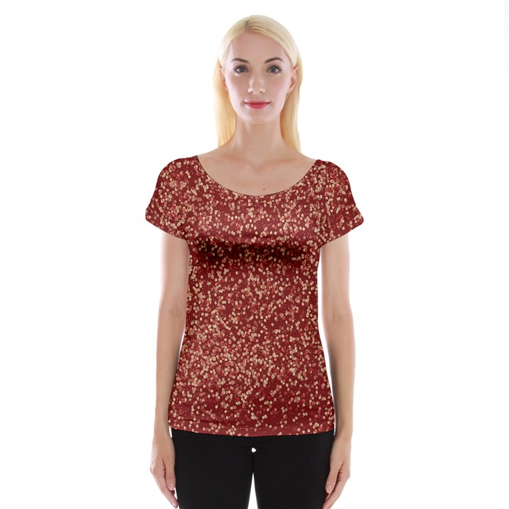 Burgundy Red Confetti Pattern Abstract Art Cap Sleeve Top