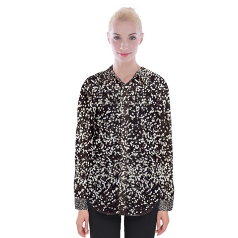 Black And White Confetti Pattern Womens Long Sleeve Shirt by yoursparklingshop