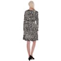 Black And White Confetti Pattern Long Sleeve Velvet Front Wrap Dress View2