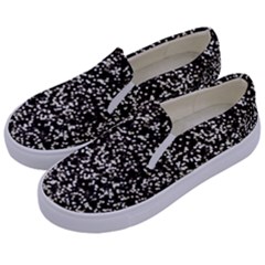 Black And White Confetti Pattern Kids  Canvas Slip Ons by yoursparklingshop