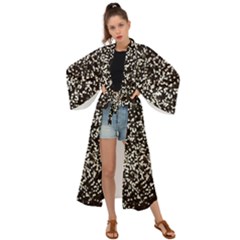 Black And White Confetti Pattern Maxi Kimono by yoursparklingshop