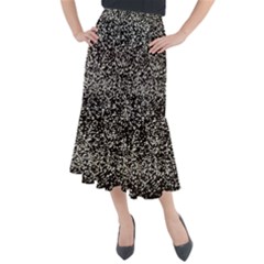 Black And White Confetti Pattern Midi Mermaid Skirt by yoursparklingshop