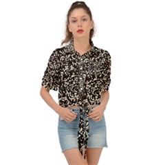 Black And White Confetti Pattern Tie Front Shirt 