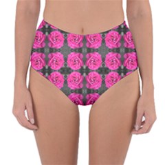 Roses Fleurs Abstrait Reversible High-waist Bikini Bottoms by kcreatif