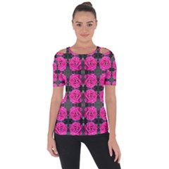 Roses Fleurs Abstrait Shoulder Cut Out Short Sleeve Top by kcreatif