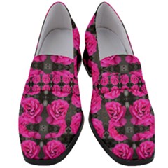 Roses Fleurs Abstrait Women s Chunky Heel Loafers by kcreatif