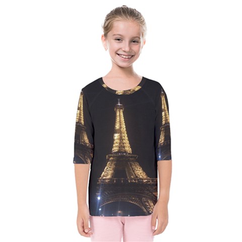 Tour Eiffel Paris Nuit Kids  Quarter Sleeve Raglan Tee by kcreatif