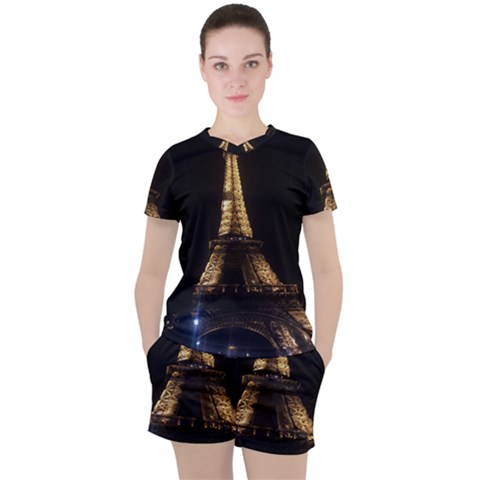 Tour Eiffel Paris Nuit Women s Tee And Shorts Set by kcreatif