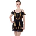 Tour Eiffel Paris Nuit Ruffle Cut Out Chiffon Playsuit View1