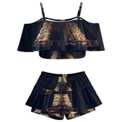 Tour Eiffel Paris Nuit Kids  Off Shoulder Skirt Bikini by kcreatif