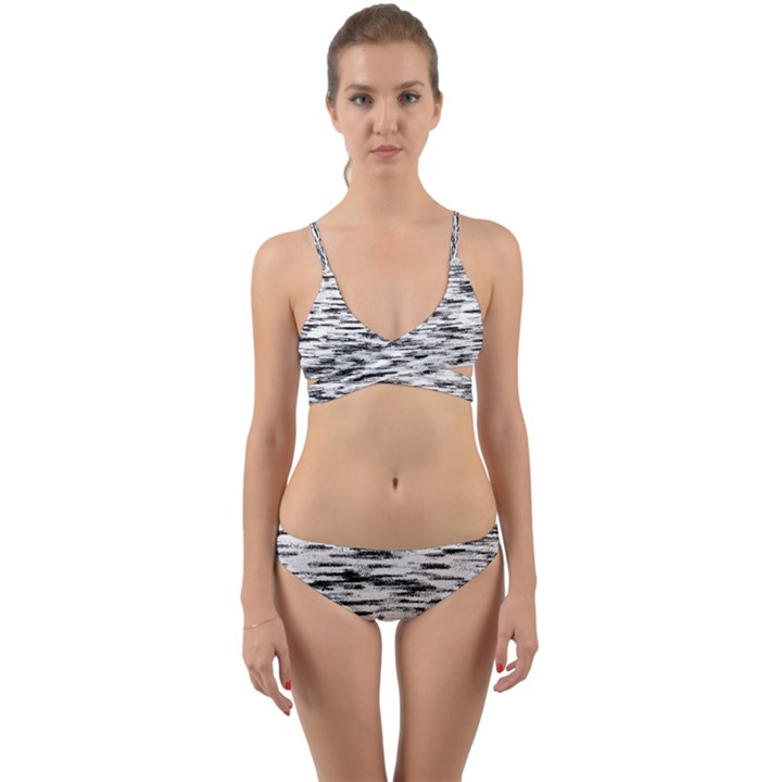 Texture Noir/Gris Wrap Around Bikini Set