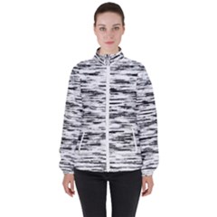 Texture Noir/gris Women s High Neck Windbreaker by kcreatif