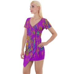 Festive Rainbow, Season To Wear Popart Short Sleeve Asymmetric Mini Dress by pepitasart