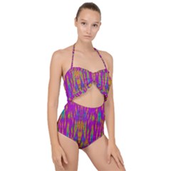 Festive Rainbow, Season To Wear Popart Scallop Top Cut Out Swimsuit by pepitasart