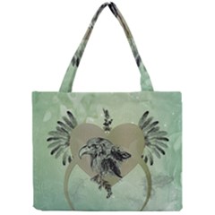 Eagle, Animal, Bird, Feathers, Fantasy, Lineart, Flowers, Blossom, Elegance, Decorative Mini Tote Bag by FantasyWorld7