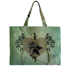 Eagle, Animal, Bird, Feathers, Fantasy, Lineart, Flowers, Blossom, Elegance, Decorative Zipper Mini Tote Bag by FantasyWorld7