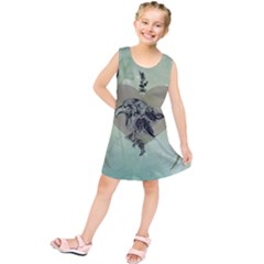 Eagle, Animal, Bird, Feathers, Fantasy, Lineart, Flowers, Blossom, Elegance, Decorative Kids  Tunic Dress by FantasyWorld7