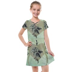 Eagle, Animal, Bird, Feathers, Fantasy, Lineart, Flowers, Blossom, Elegance, Decorative Kids  Cross Web Dress by FantasyWorld7