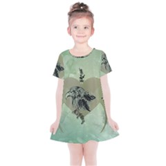 Eagle, Animal, Bird, Feathers, Fantasy, Lineart, Flowers, Blossom, Elegance, Decorative Kids  Simple Cotton Dress by FantasyWorld7